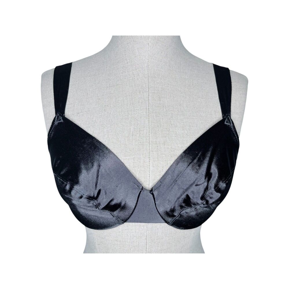 Victoria's Secret Second Skin Satin Bra sz 34C * Gold Label Vintage Unlined Gray